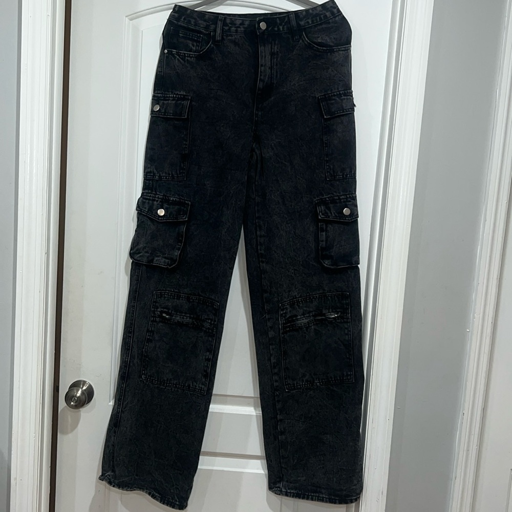 Grey stone cargo jeans